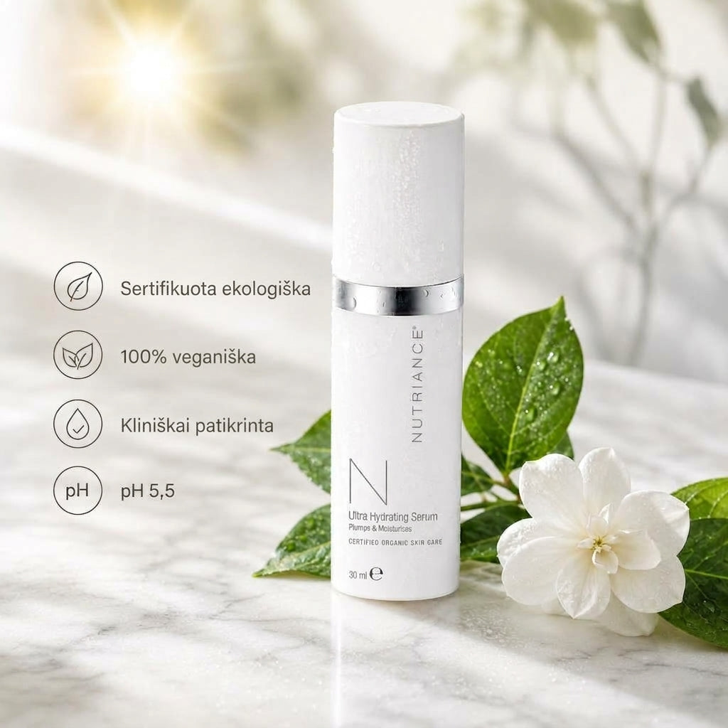 „Ultra Hydrating Serum“ intensyviai giliai odą drėkinantis serumas (sausai ir normaliai odai)